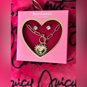 Juicy Couture Gold Heart Necklace with Earrings